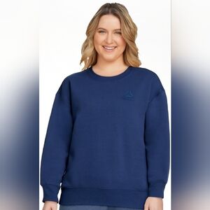 Reebok Women's Weekender Oversized Crewneck Sweatshirt Large Dark Denim Blue